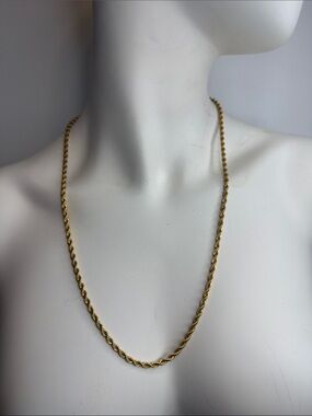 Vintage 1980s Gold Tone 24-Inch Rope Chain Necklace - Signed Korea